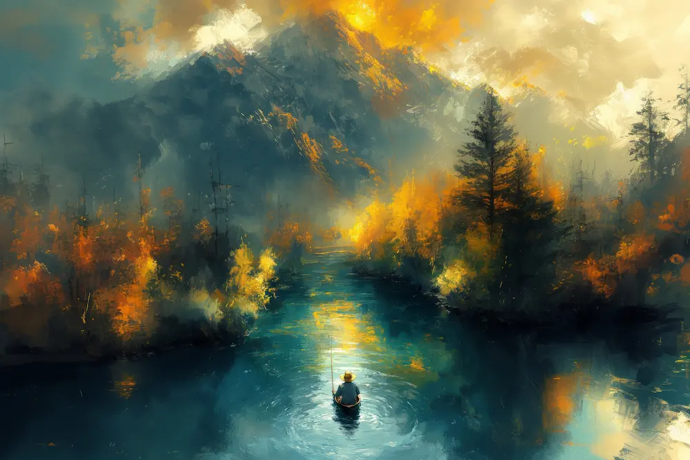 Transformation intérieure symbolisée par un chemin lumineux